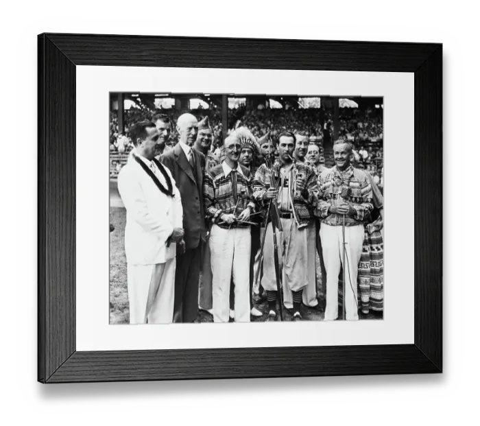 Framed Print : Indians Players Pose In Seminole Costume Framed Print : Indians Players Pose In Seminole Costume