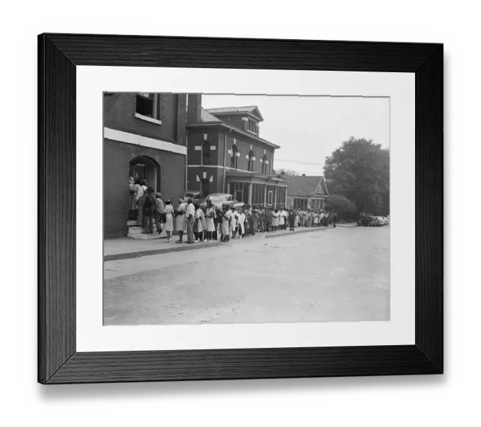 Framed Print : Negro Voters Lined Up To Cast Ballots
