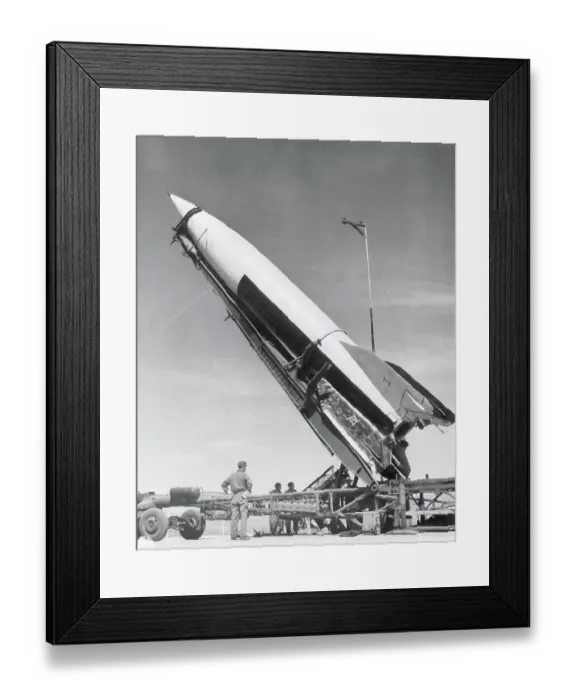 Framed Print : V-2 Rocket Hoisted into Place Framed Print : V-2 Rocket Hoisted into Place