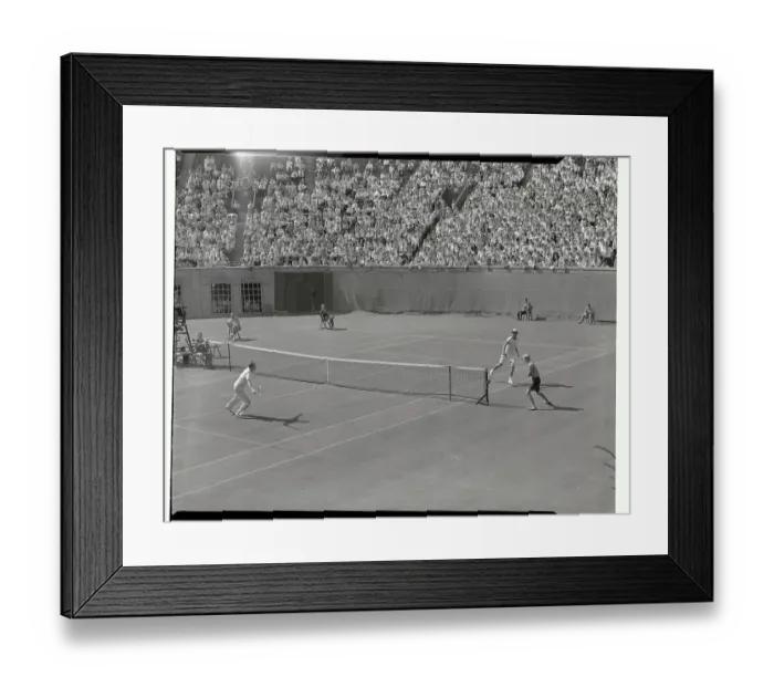 Framed Print : Don Budge Playing Frank Kovacs at Forest Hills