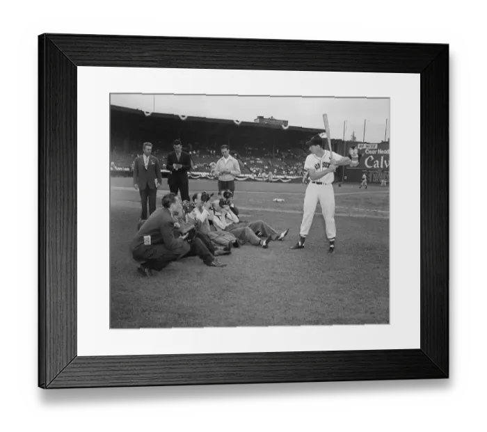 Framed Print : Ted Williams and Movie Cameramen Framed Print : Ted Williams and Movie Cameramen