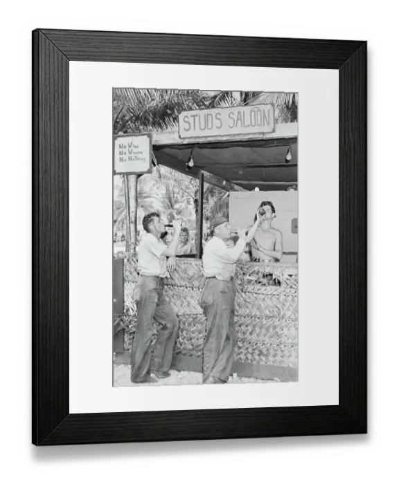 Framed Print : Sailors Drinking at Makeshift Saloon Framed Print : Sailors Drinking at Makeshift Saloon