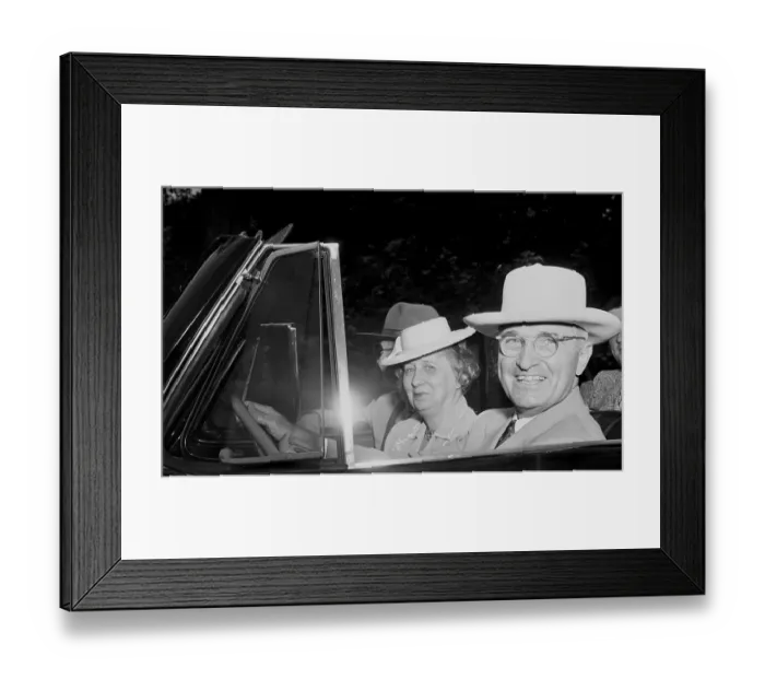 Framed Print : President and Mrs. Truman Driving Framed Print : President and Mrs. Truman Driving