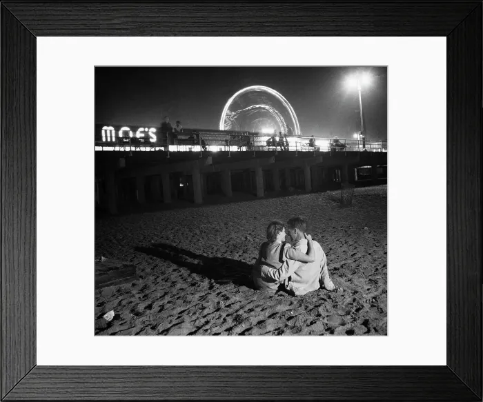 Framed Print : Couple Embracing on Coney Island Beach Framed Print : Couple Embracing on Coney Island Beach