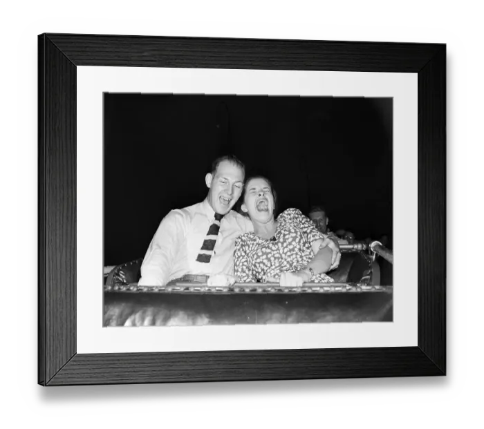 Framed Print : Couple On Roller Coaster