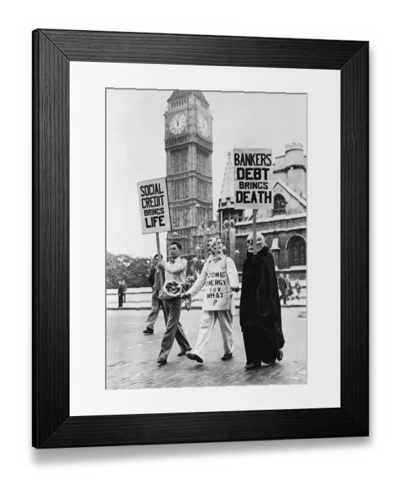 Framed Print : Protesters Wearing Costumes Lifting Signs Framed Print : Protesters Wearing Costumes Lifting Signs