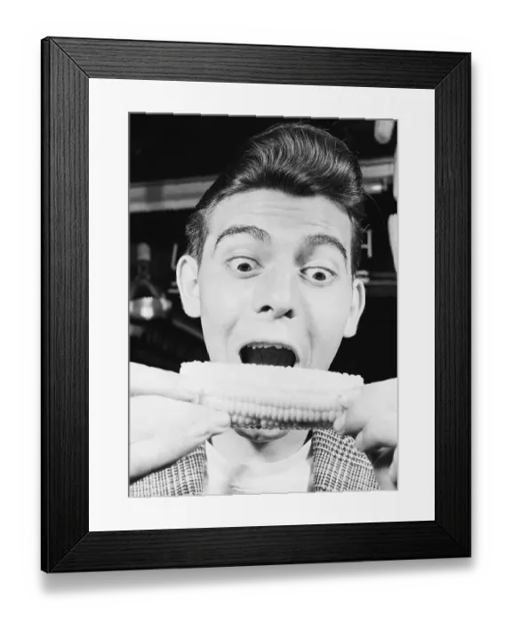 Framed Print : Man About to Eat Corn on the Cob Framed Print : Man About to Eat Corn on the Cob