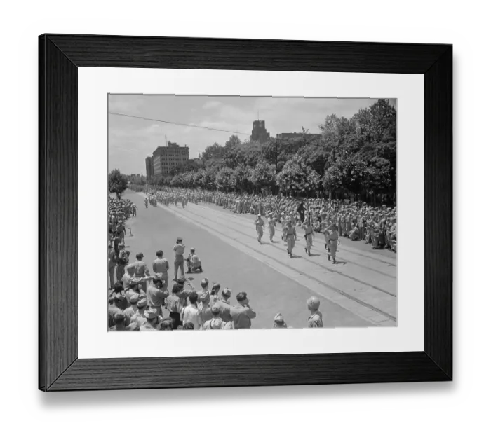 Framed Print : Cavalry Division Parading Down Street Framed Print : Cavalry Division Parading Down Street