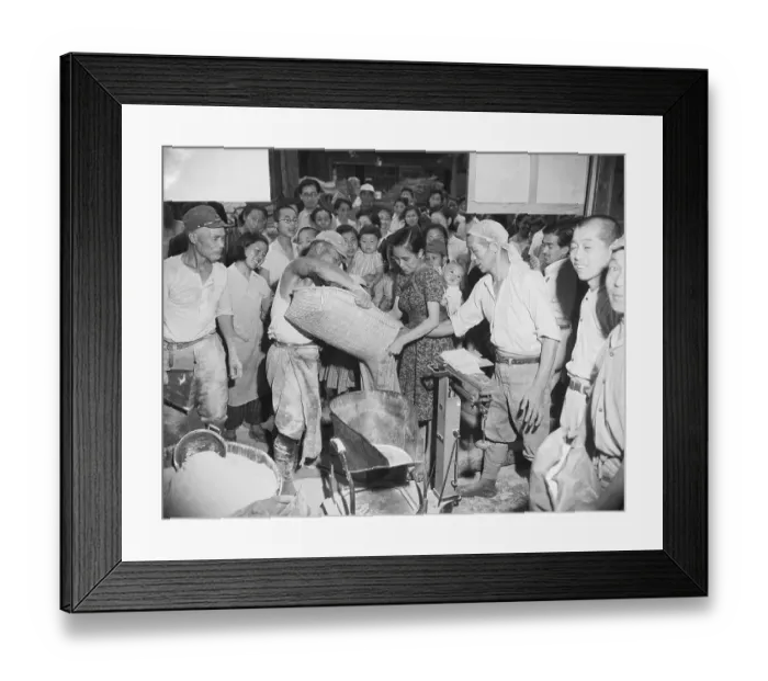 Framed Print : Japanese Civilians Get Flour Rations Framed Print : Japanese Civilians Get Flour Rations