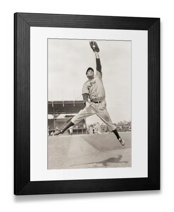 Framed Print : Hank Greenberg Leaping for a Baseball Framed Print : Hank Greenberg Leaping for a Baseball
