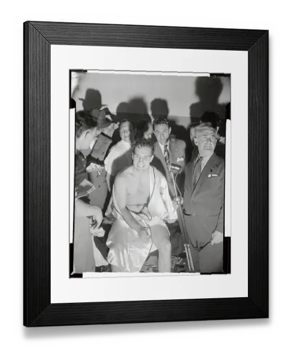 Framed Print : Bruised Billy Conn Smiling After Fight Framed Print : Bruised Billy Conn Smiling After Fight