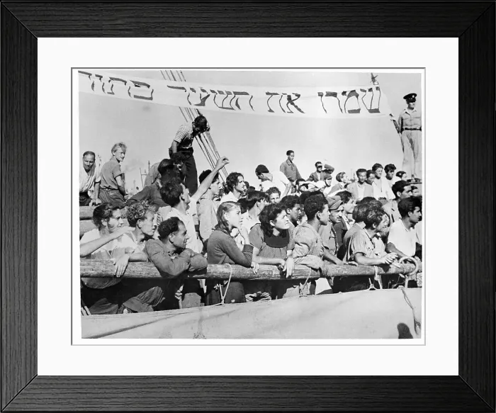 Framed Print : Jewish Refugees Look to Shore from Boat Framed Print : Jewish Refugees Look to Shore from Boat