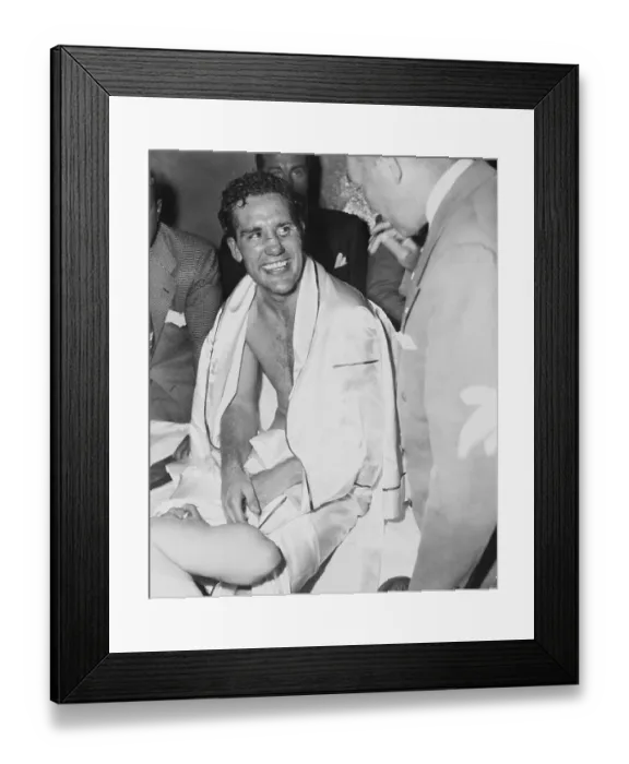 Framed Print : Billy Conn Smiling in His Dressing Room Framed Print : Billy Conn Smiling in His Dressing Room
