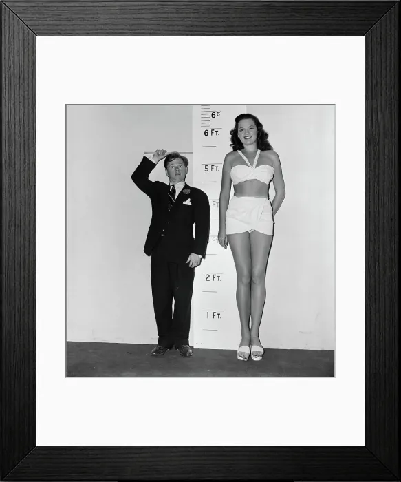 Framed Print : Actor Mickey Rooney Measuring His Costar Framed Print : Actor Mickey Rooney Measuring His Costar