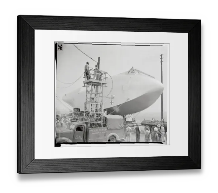 Framed Print : Power Lines Being Removed for Hughes Spruce Goose Framed Print : Power Lines Being Removed for Hughes Spruce Goose