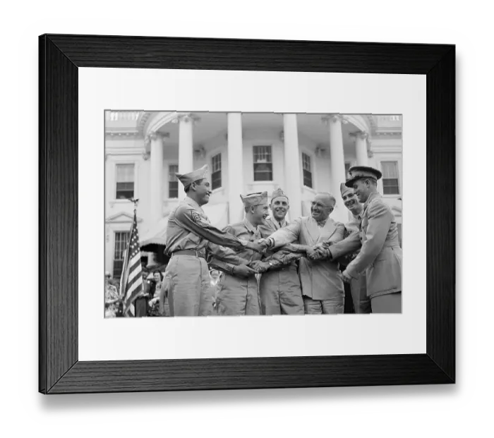 Framed Print : President Truman Congratulating 5 Servicemen Framed Print : President Truman Congratulating 5 Servicemen