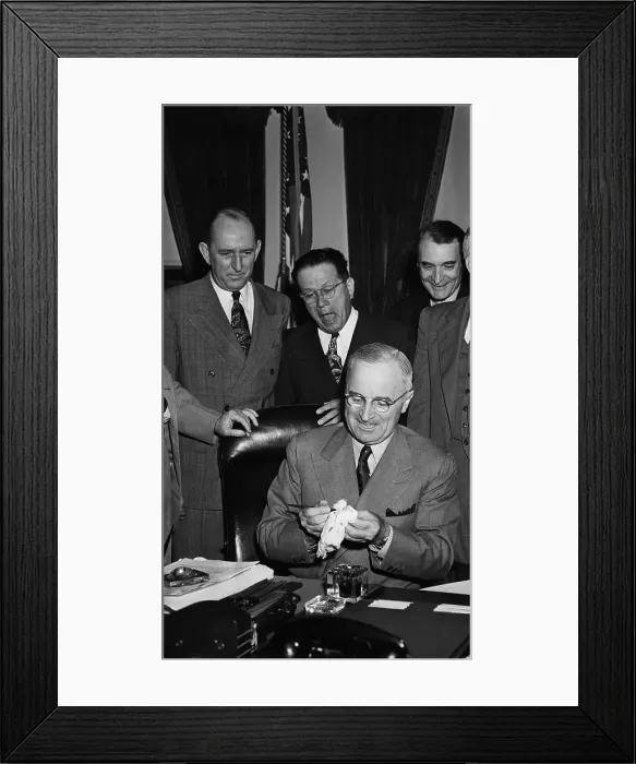Framed Print : Truman Signing Bill, Wiping Pencil Framed Print : Truman Signing Bill, Wiping Pencil