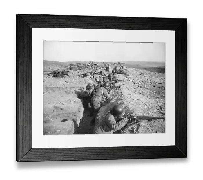 Framed Print : Soldiers In Trenches Firing Rifles Framed Print : Soldiers In Trenches Firing Rifles