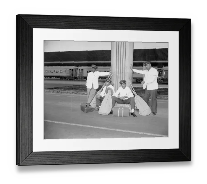 Framed Print : Train Porters Wait for Train Framed Print : Train Porters Wait for Train