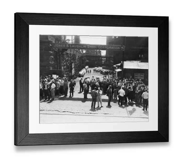 Framed Print : Railroad Employees Picket Steel Mill Framed Print : Railroad Employees Picket Steel Mill