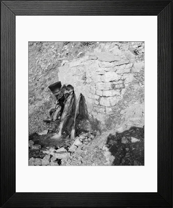 Framed Print : Shepherd Drinking from Spring Framed Print : Shepherd Drinking from Spring