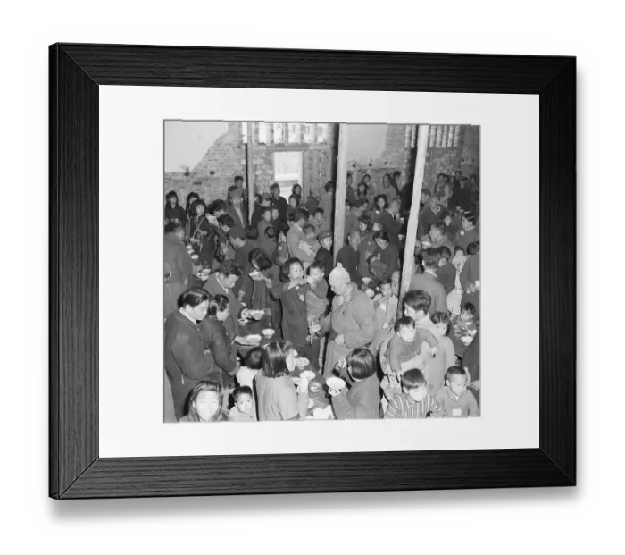 Framed Print : Refugee Parents In Mess Hall Eat Standin Framed Print : Refugee Parents In Mess Hall Eat Standin
