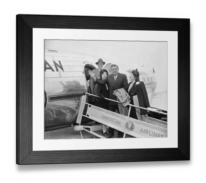 Framed Print : Babe Ruth and Family Boarding Plane