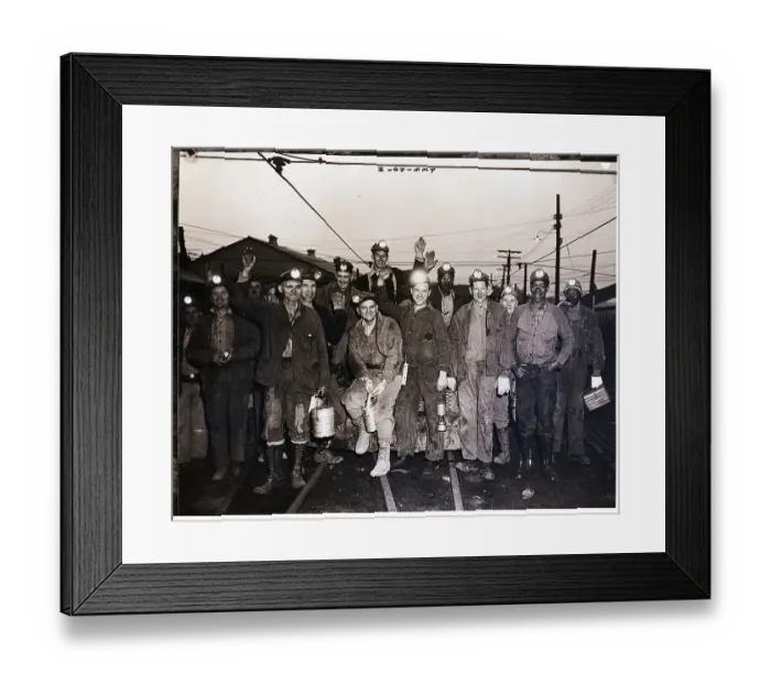 Framed Print : Miners with Headlamps Waving at Early Dawn Framed Print : Miners with Headlamps Waving at Early Dawn