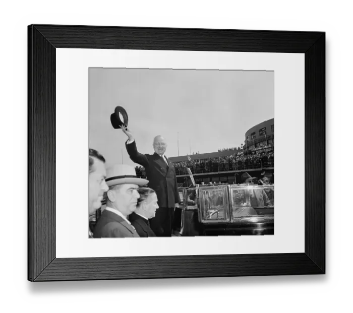 Framed Print : President Truman Waving From Car Framed Print : President Truman Waving From Car
