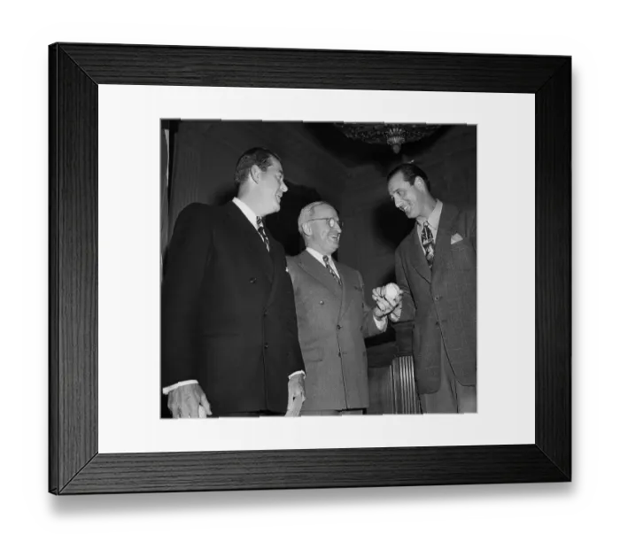 Framed Print : Truman Gets Baseball From H Greenberg 1946 Framed Print : Truman Gets Baseball From H Greenberg 1946