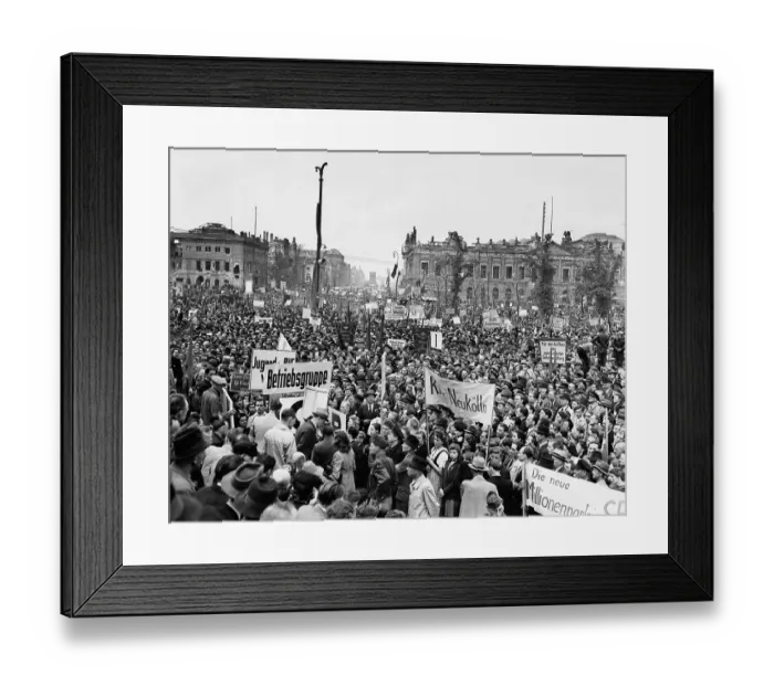 Framed Print : Crowds Marching in a May Day Parade Framed Print : Crowds Marching in a May Day Parade