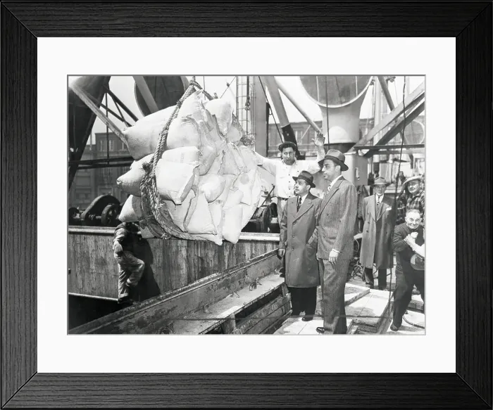 Framed Print : Flour Being Shipped to Postwar Italy