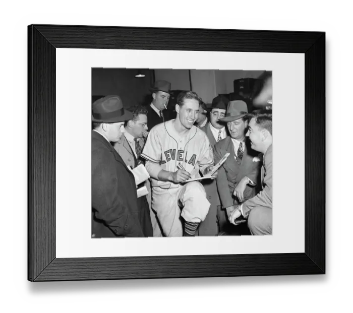 Framed Print : Smiling Bob Feller Signing Autographs Framed Print : Smiling Bob Feller Signing Autographs