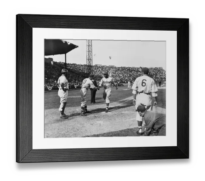 Framed Print : Jackie Robinson After Hitting a Homer Framed Print : Jackie Robinson After Hitting a Homer