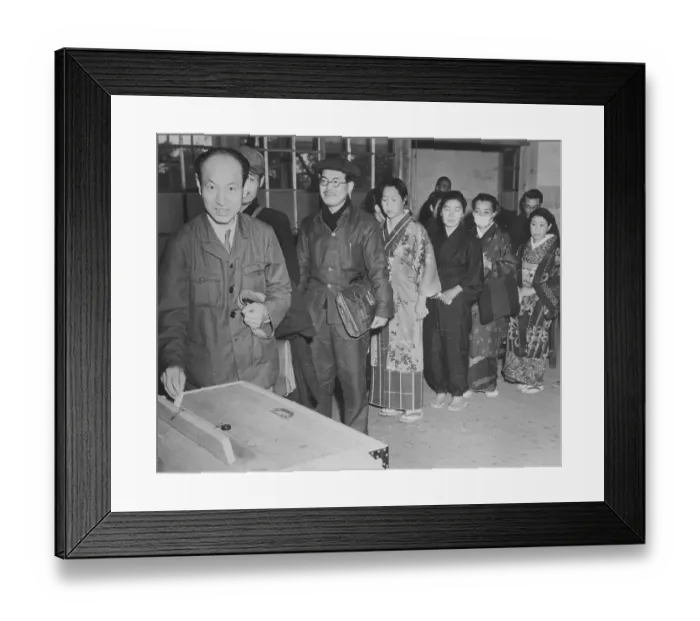 Framed Print : Japanese Leader Casting His Ballot Framed Print : Japanese Leader Casting His Ballot