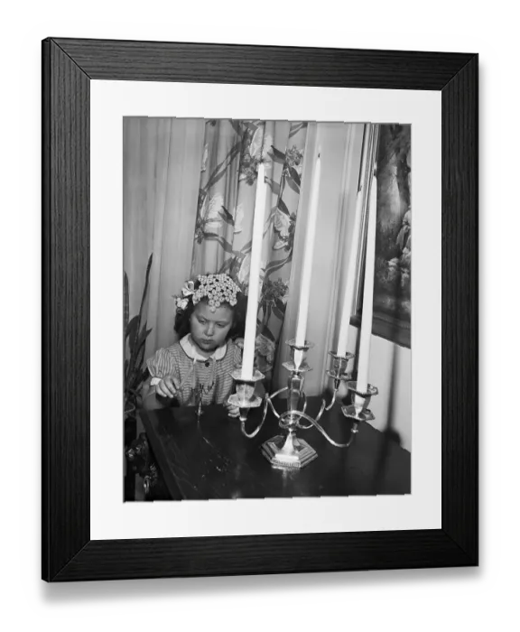Framed Print : Girl Lights Candles Framed Print : Girl Lights Candles