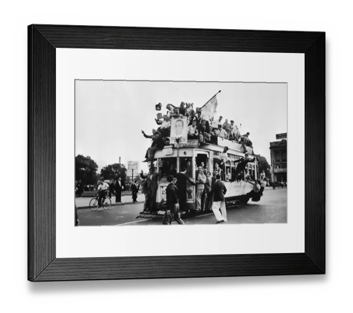 Framed Print : Peron Supporters Packed in Trolley Car