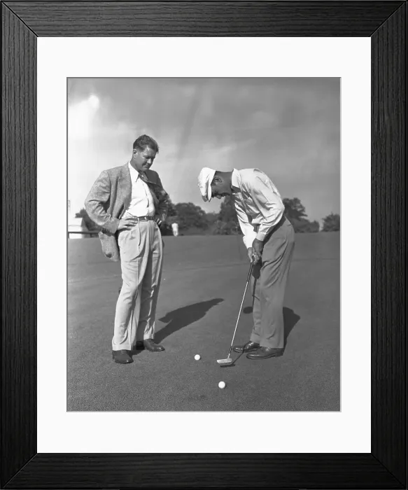 Framed Print : Ben Hogan Putting as Byron Nelson Watches Framed Print : Ben Hogan Putting as Byron Nelson Watches