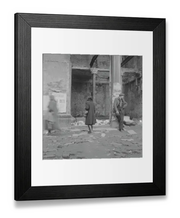 Framed Print : Woman Walking Through Wreckage