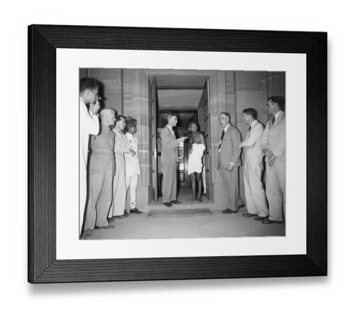 Framed Print : Mahatma Gandhi and British Officials Framed Print : Mahatma Gandhi and British Officials