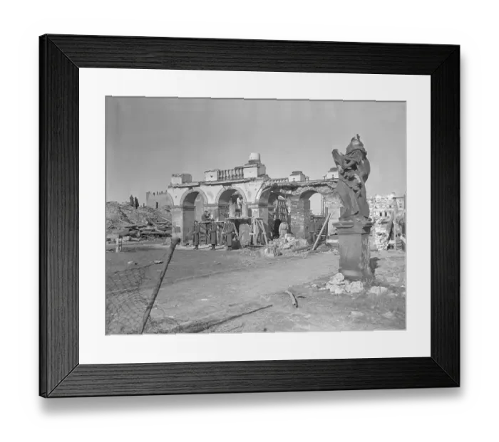 Framed Print : Guards Surrounded by Wreckage Framed Print : Guards Surrounded by Wreckage