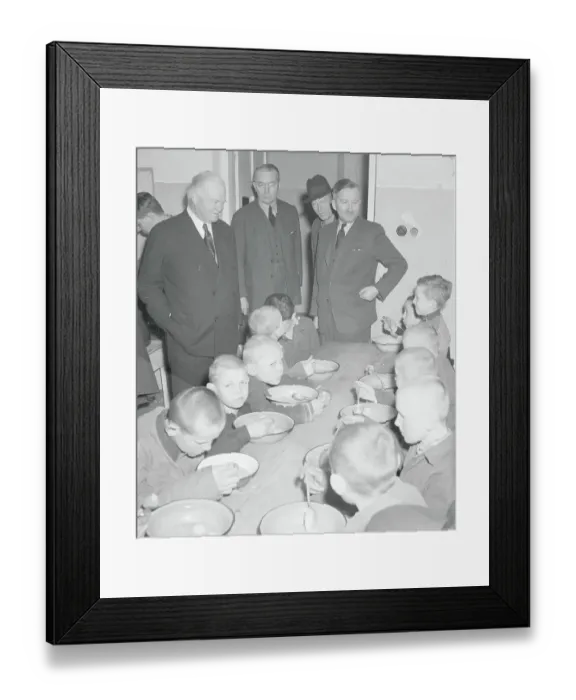 Framed Print : Herbert Hoover Observing Homeless Children Framed Print : Herbert Hoover Observing Homeless Children