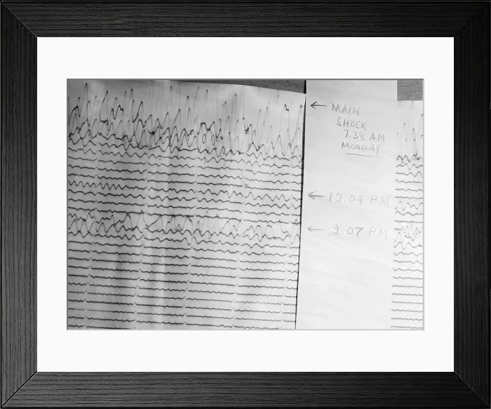 Framed Print : Closeup Of Seismogram Chart