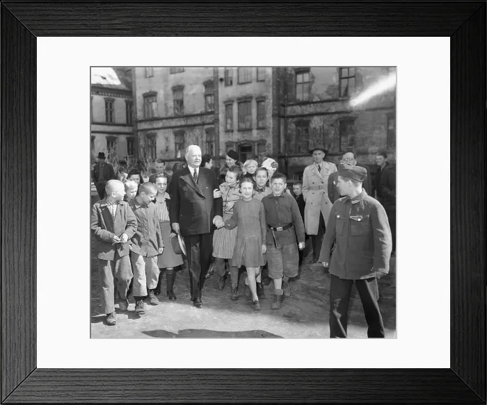 Framed Print : Hoover Surrounded By Polish Children Framed Print : Hoover Surrounded By Polish Children
