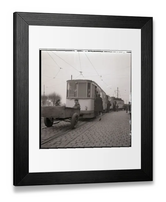 Framed Print : Passengers Board Streetcar in Dresden Framed Print : Passengers Board Streetcar in Dresden
