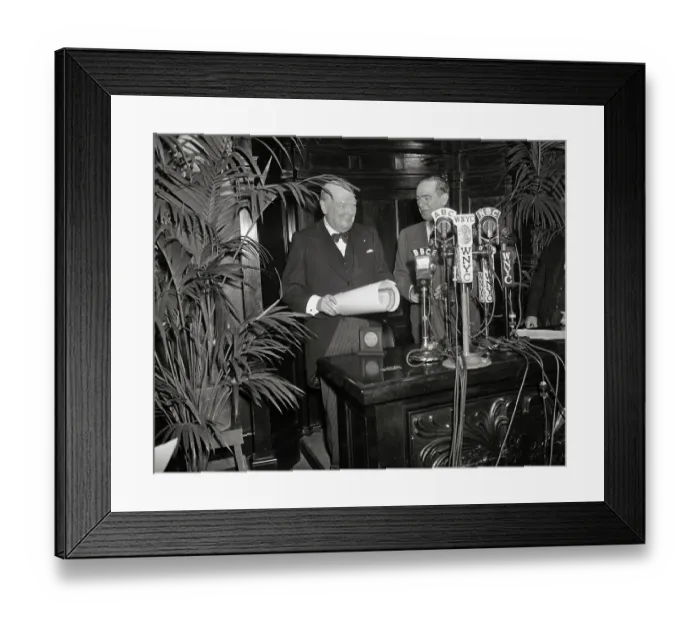 Framed Print : Winston Churchill Behind Microphones Framed Print : Winston Churchill Behind Microphones