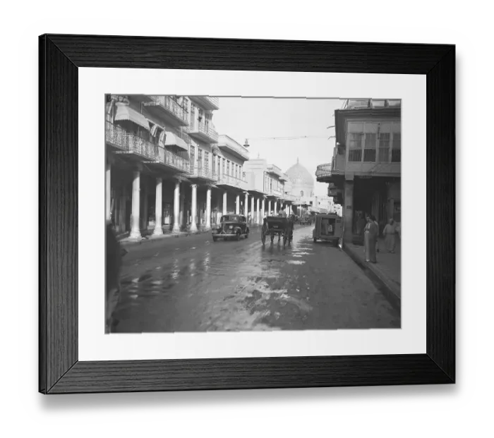 Framed Print : Street View of Baghdad Stores and Mosque Framed Print : Street View of Baghdad Stores and Mosque