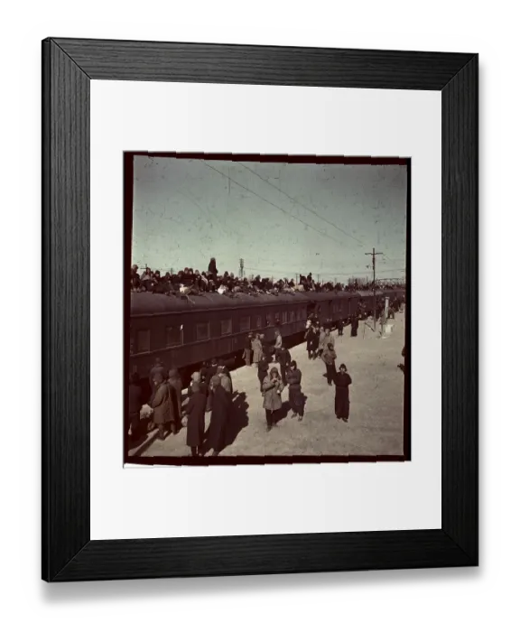 Framed Print : Crowds on and Around Trains Framed Print : Crowds on and Around Trains
