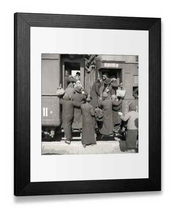 Framed Print : Passengers Crowding Onto Train Framed Print : Passengers Crowding Onto Train