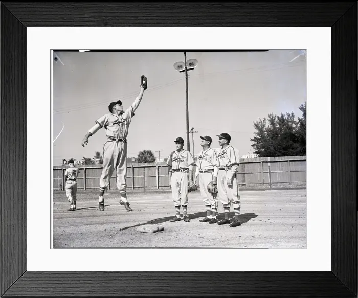 Framed Print : Dick Sisler Jumps To Field Ball Framed Print : Dick Sisler Jumps To Field Ball